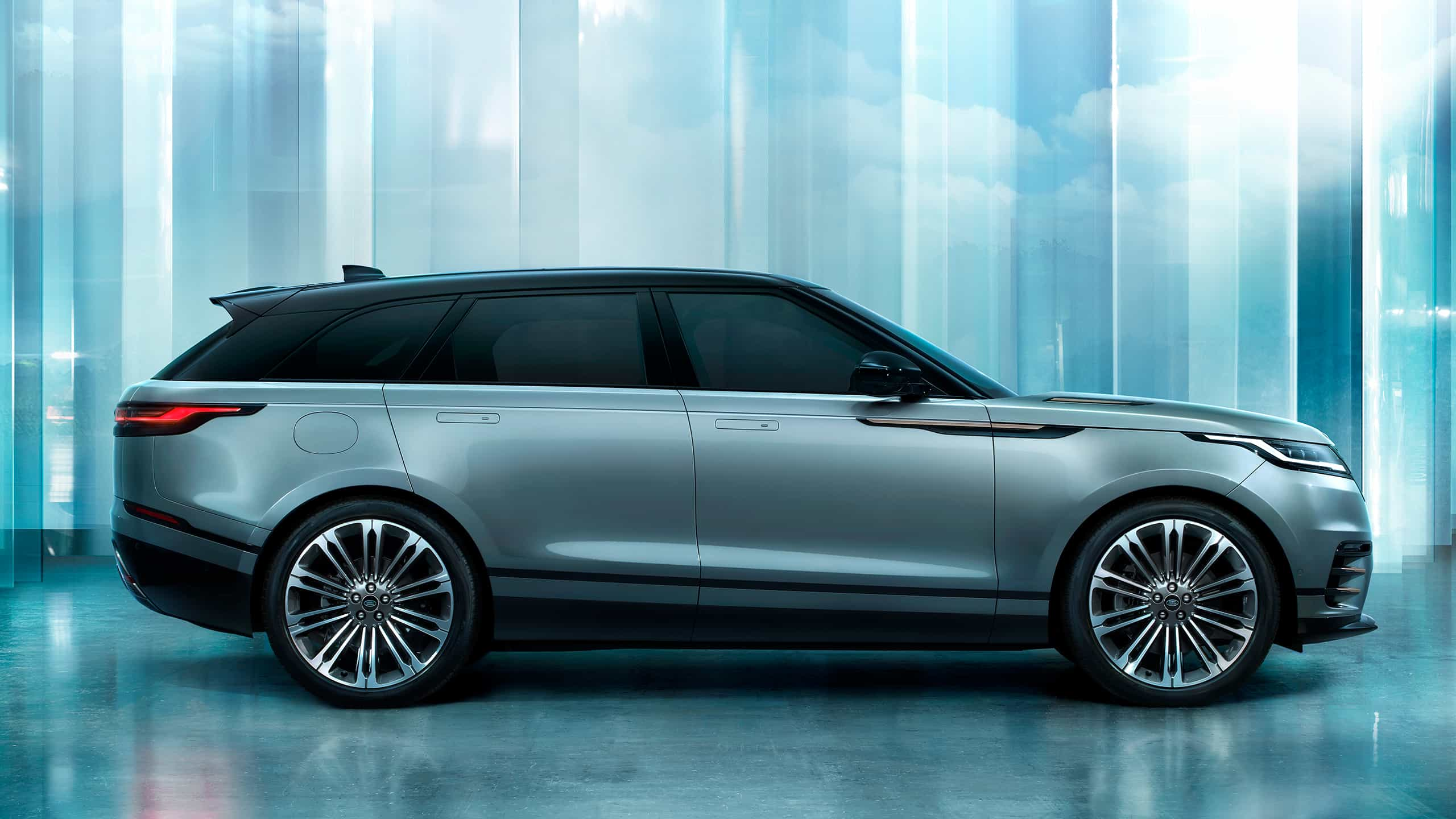 Range Rover Velar with glass background